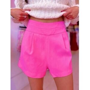 Buddy Love Renzo Hot Pink High-Waisted Shorts XS Pocket Pleated Front Barbiecore